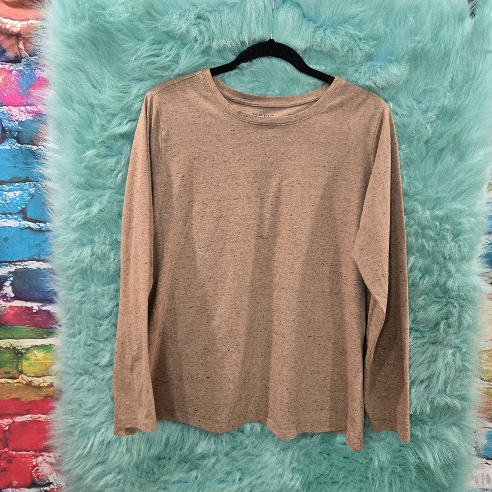 Lane Bryant Brown Tan Long Sleeve Top Size 14/16